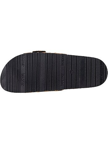 Ciabatte con semplice cinturino nero, sottopiede a toppa ultra confortevole Isotoner