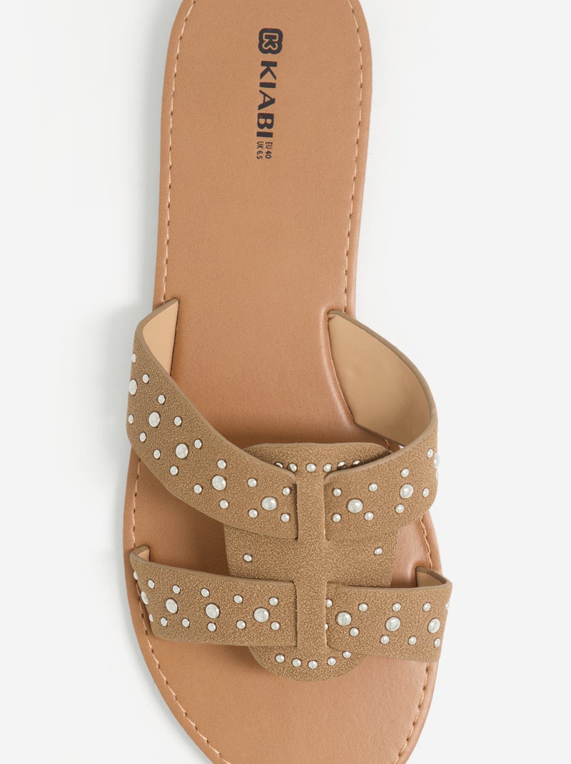 Ciabatte con fascette borchiate Marrone - Kiabi