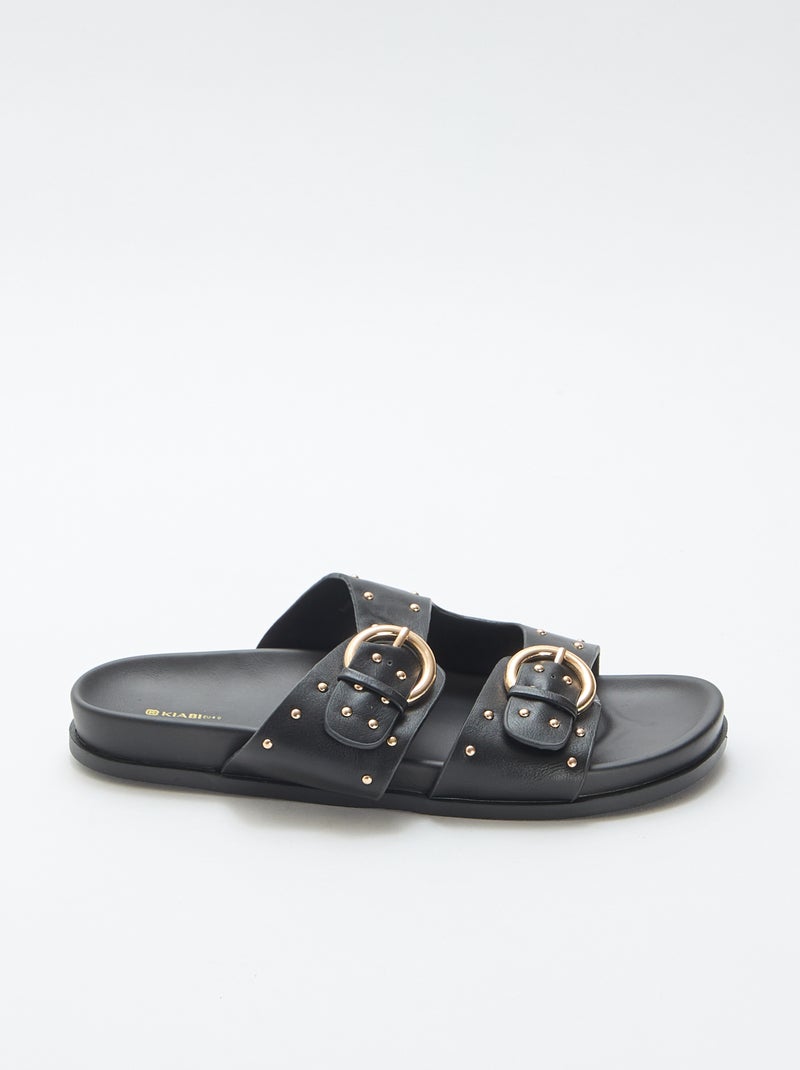 Ciabatte con fascette e fibbia dorata Nero - Kiabi