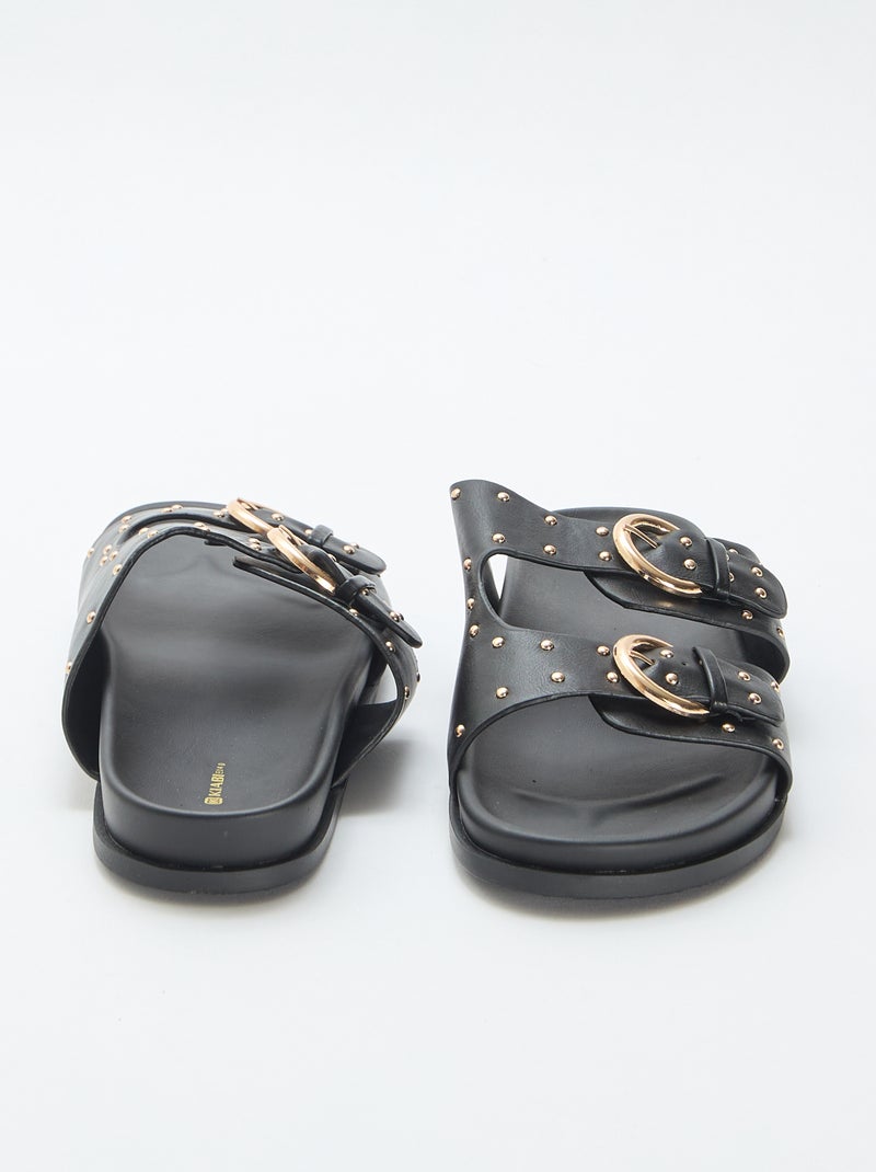 Ciabatte con fascette e fibbia dorata Nero - Kiabi