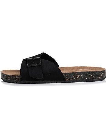 Ciabatte con semplice cinturino nero, sottopiede a toppa ultra confortevole Isotoner