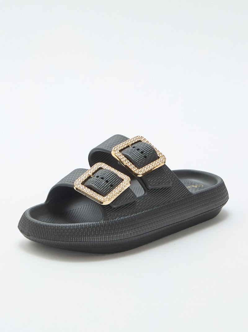 Ciabatte da piscina con fibbie in strass Nero - Kiabi