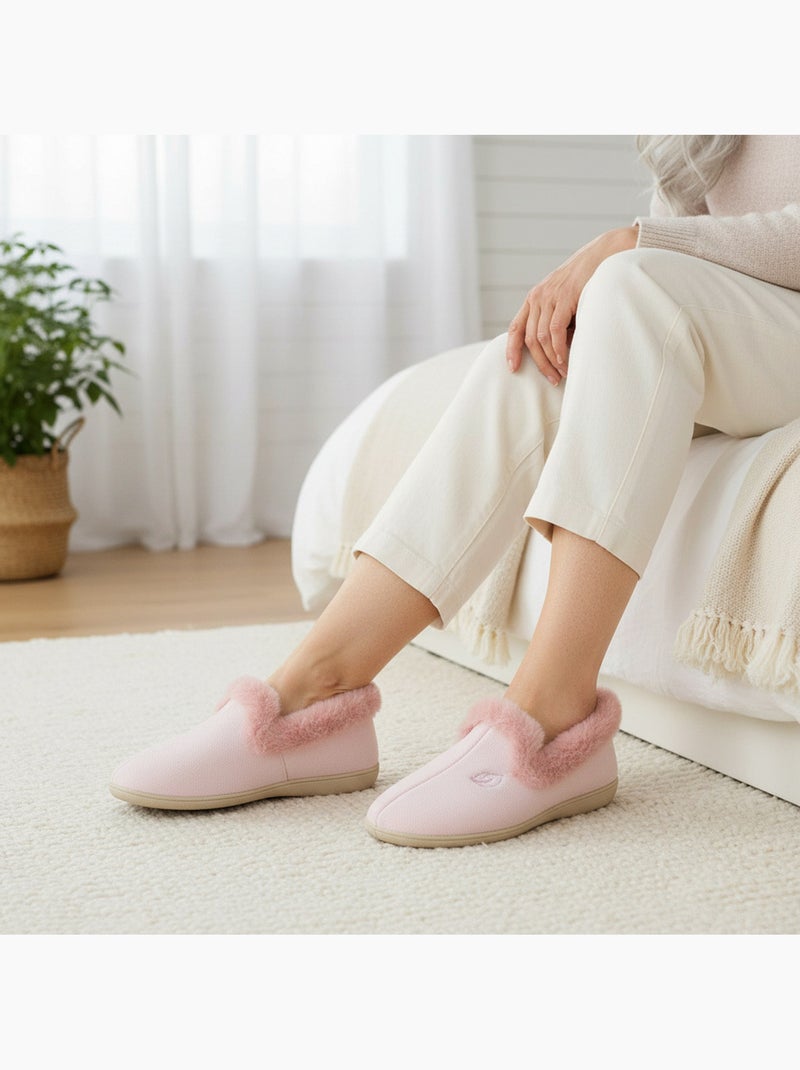 Ciabatte donna ozabi fintasma borchiate, collo in finta pelliccia Rosa - Kiabi