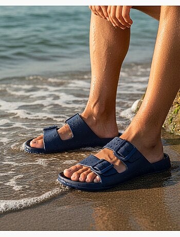Ciabatte doppio cinturino, suola comoda e leggera, sandalo da spiaggia, sandalo da