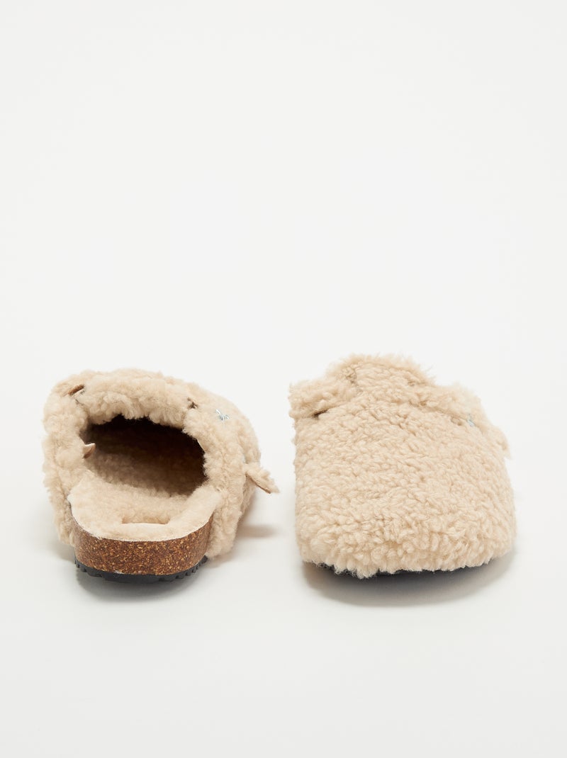 Ciabatte effetto montone con cinturino Beige - Kiabi
