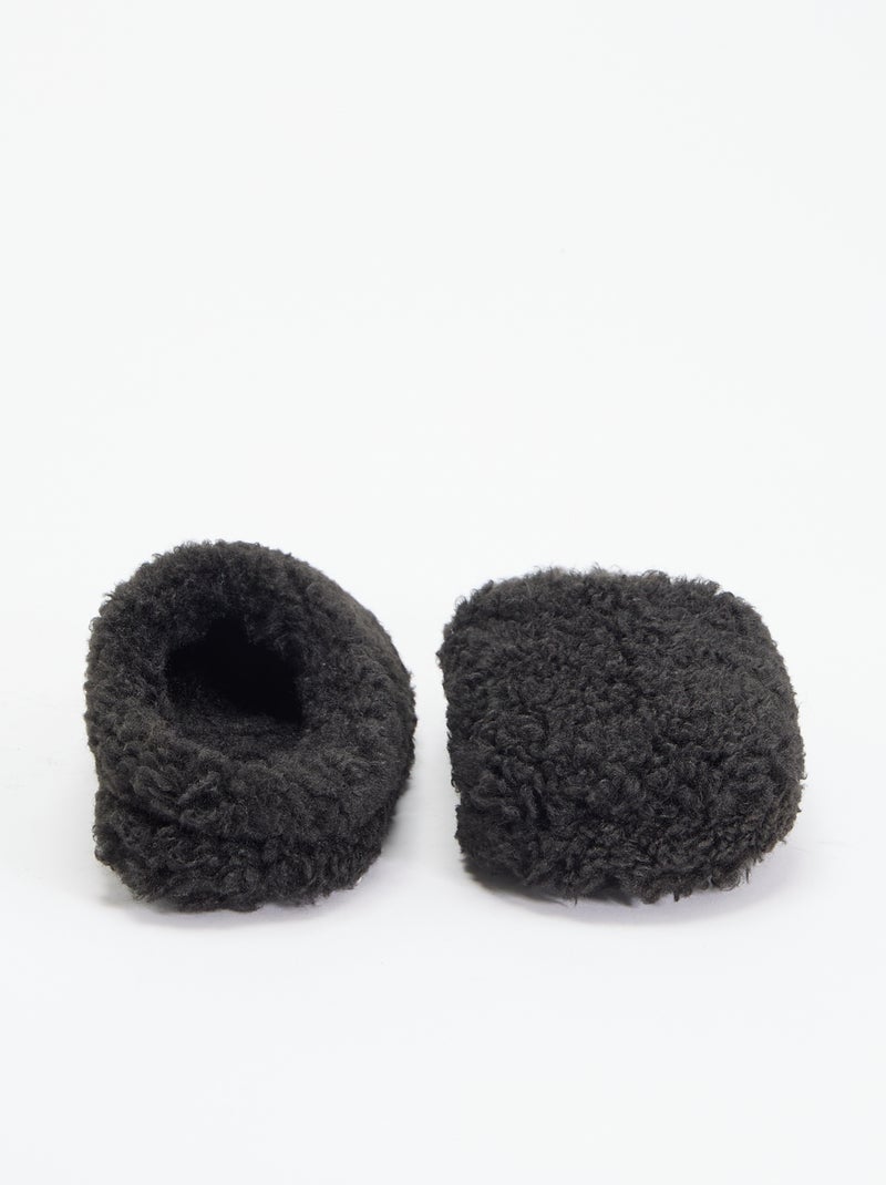 Ciabatte effetto montone Nero - Kiabi