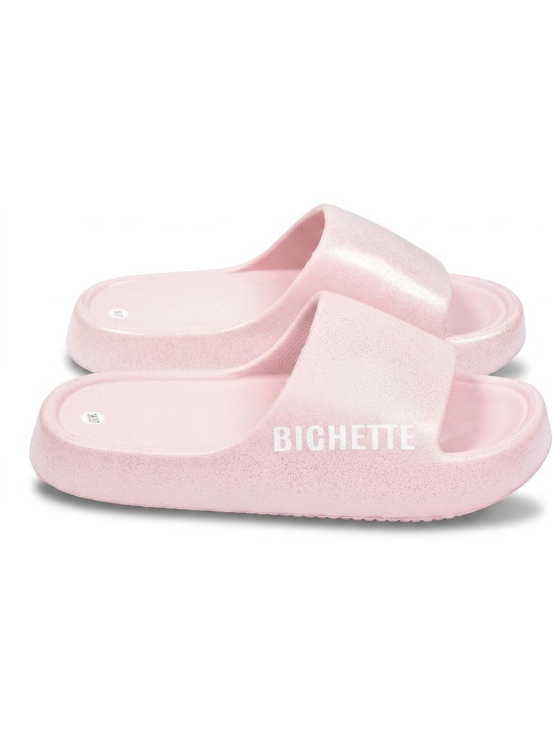 Ciabatte Glitter con Scritta Umoristica 4 Colori OZABI Rosa - Kiabi