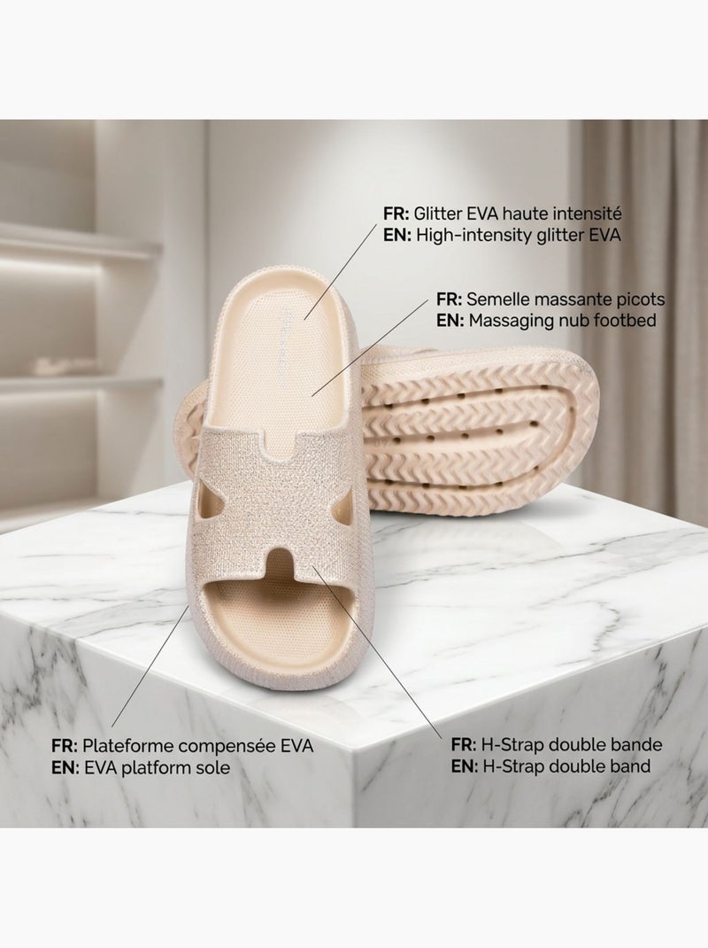 Ciabatte Glitter H-Strap EVA 6 Colori OZABI Beige - Kiabi
