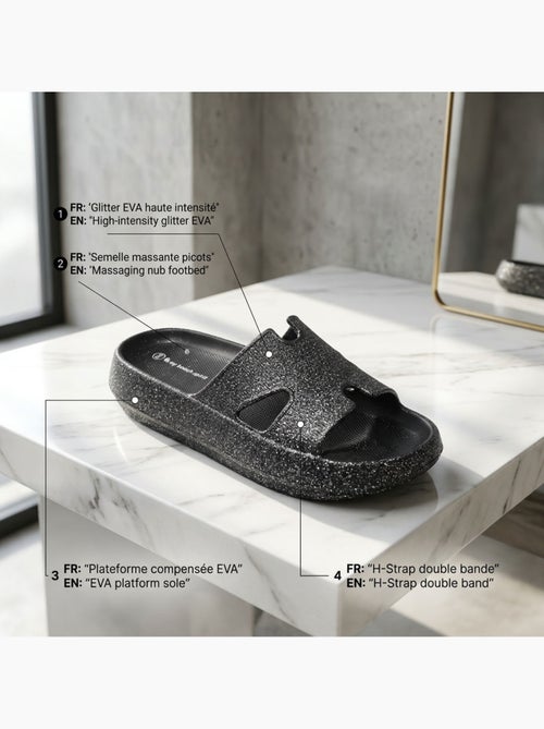 Ciabatte Glitter H-Strap EVA 6 Colori OZABI - Kiabi Ciabatte Glitter H-Strap EVA 6 Colori OZABI - Kiabi