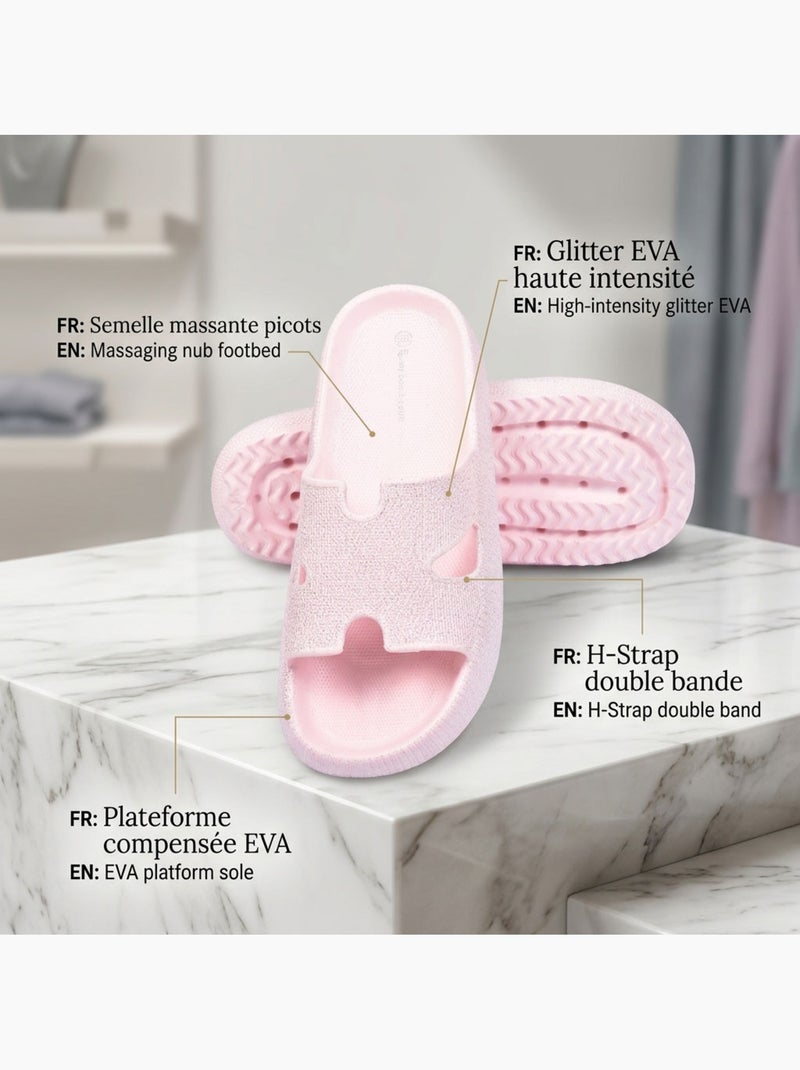 Ciabatte Glitter H-Strap EVA 6 Colori OZABI Rosa - Kiabi
