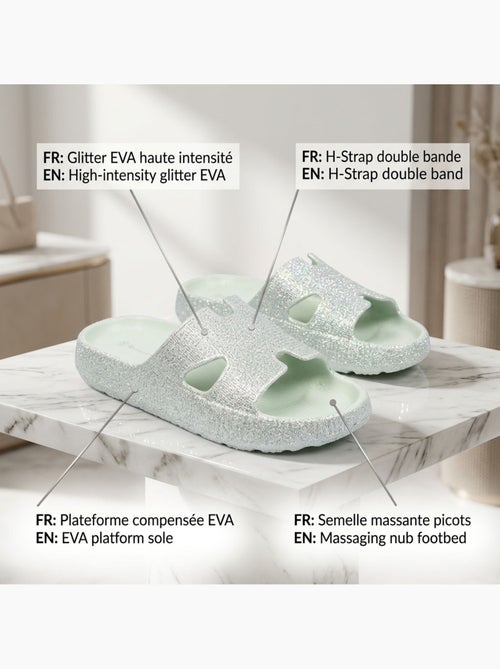 Ciabatte Glitter H-Strap EVA 6 Colori OZABI - Kiabi Ciabatte Glitter H-Strap EVA 6 Colori OZABI - Kiabi