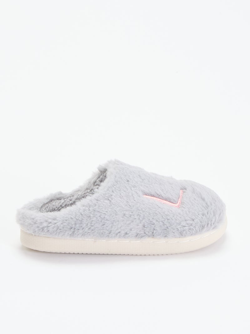 Ciabatte in maglia peluche Grigio - Kiabi