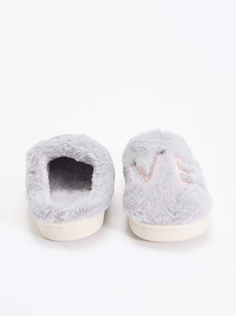 Ciabatte in maglia peluche Grigio - Kiabi
