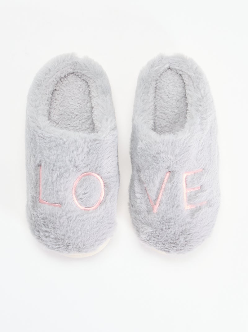 Ciabatte in maglia peluche Grigio - Kiabi