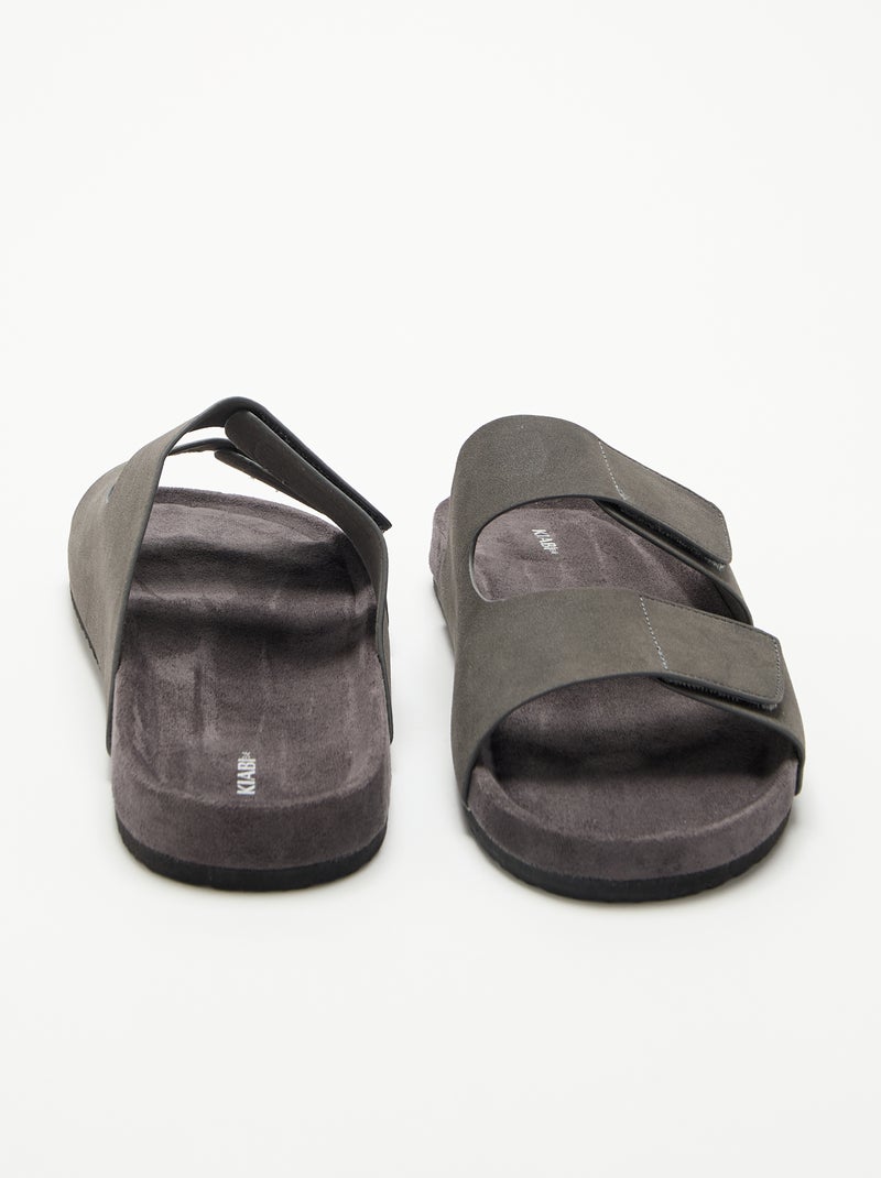 Ciabatte in scamosciato con fascette a strappo Grigio - Kiabi