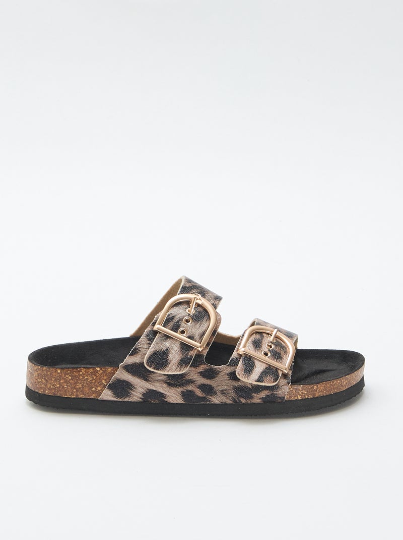 Ciabatte platform a doppia fascia Marrone - Kiabi