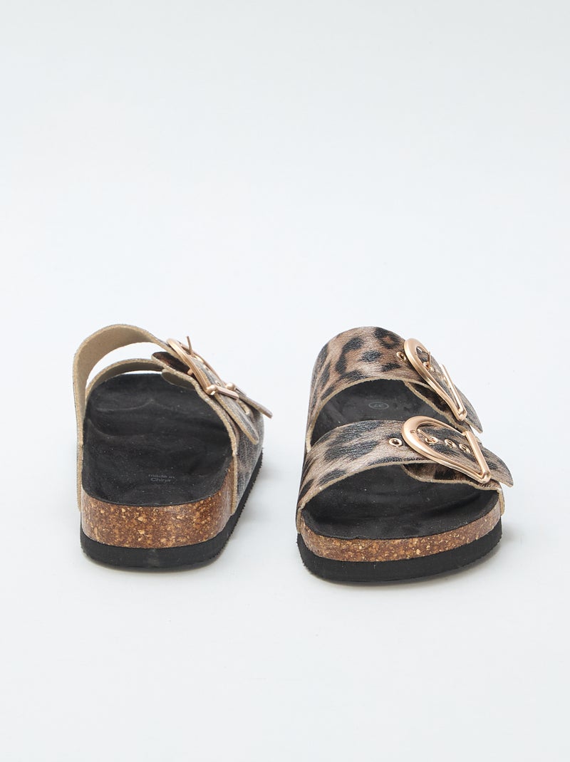 Ciabatte platform a doppia fascia Marrone - Kiabi