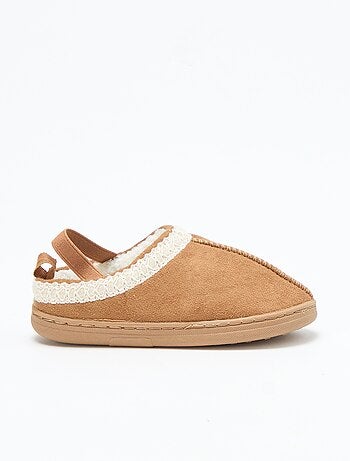 Ciabatte sabot in simil suede con dettagli