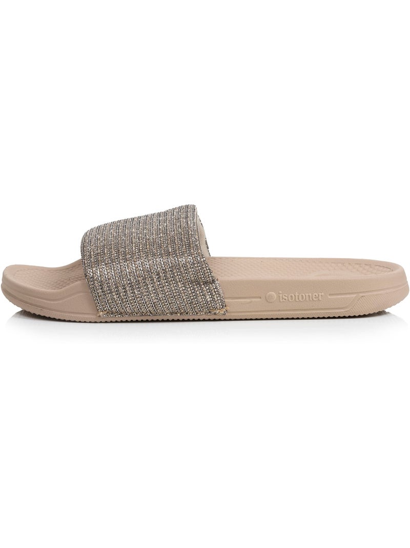 Ciabatte suola comoda e leggera, sandalo da spiaggia e da piscina Beige metallico - Kiabi