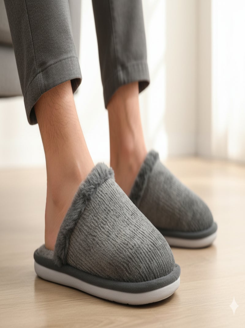 Ciabatte uomo velluto ondulato MU9714 Grigio - Kiabi