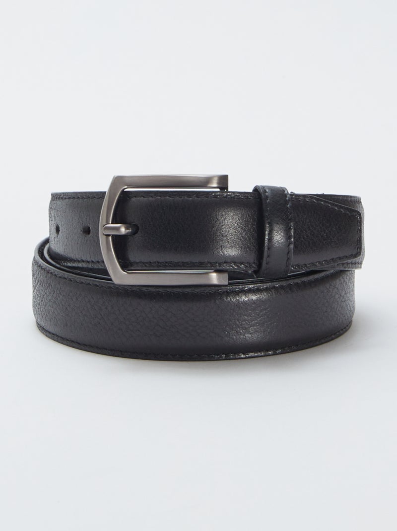 Cintura basica in pelle con fibbia in metallo NERO - Kiabi