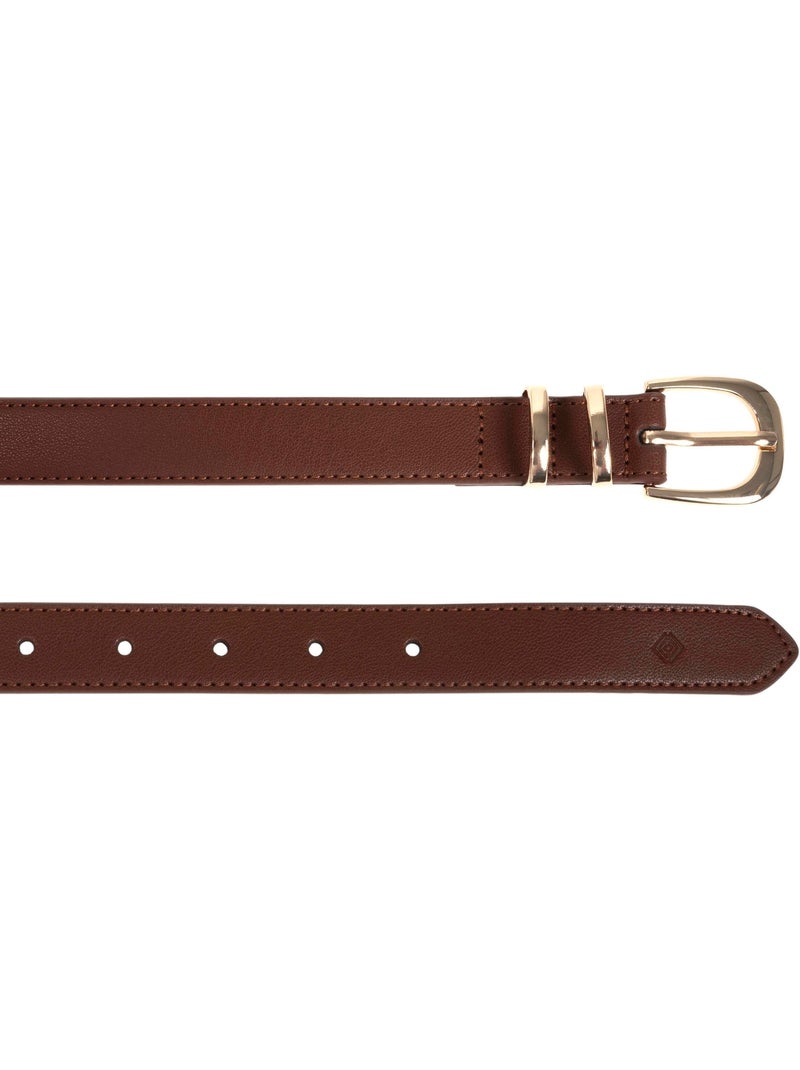 Cintura con fibbia dorata, 100% pelle donna Marrone - Kiabi