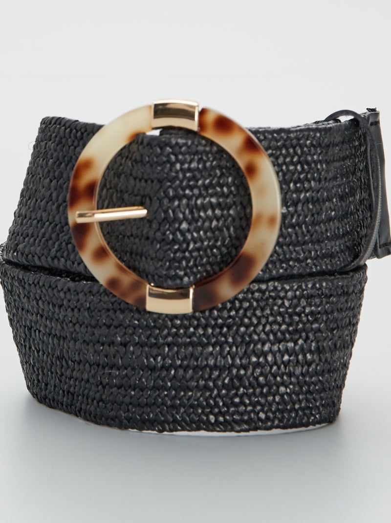 Cintura elasticizzata in rafia nero - Kiabi