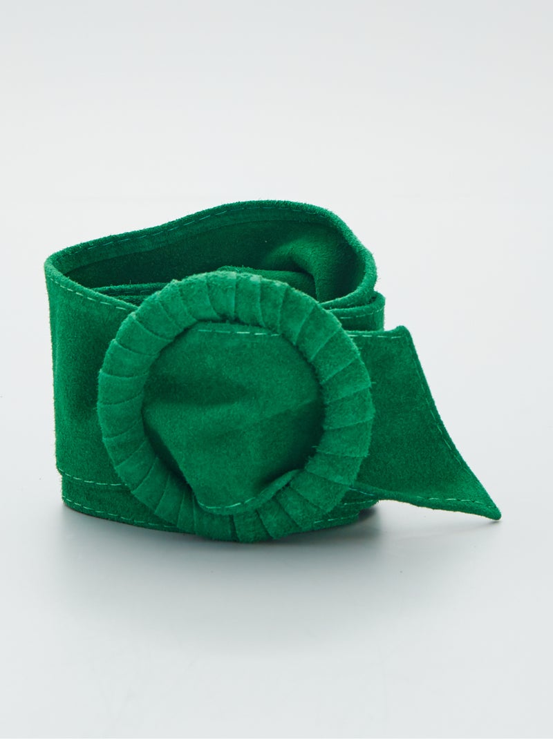 Cintura in finto camoscio fibbia rotonda verde - Kiabi