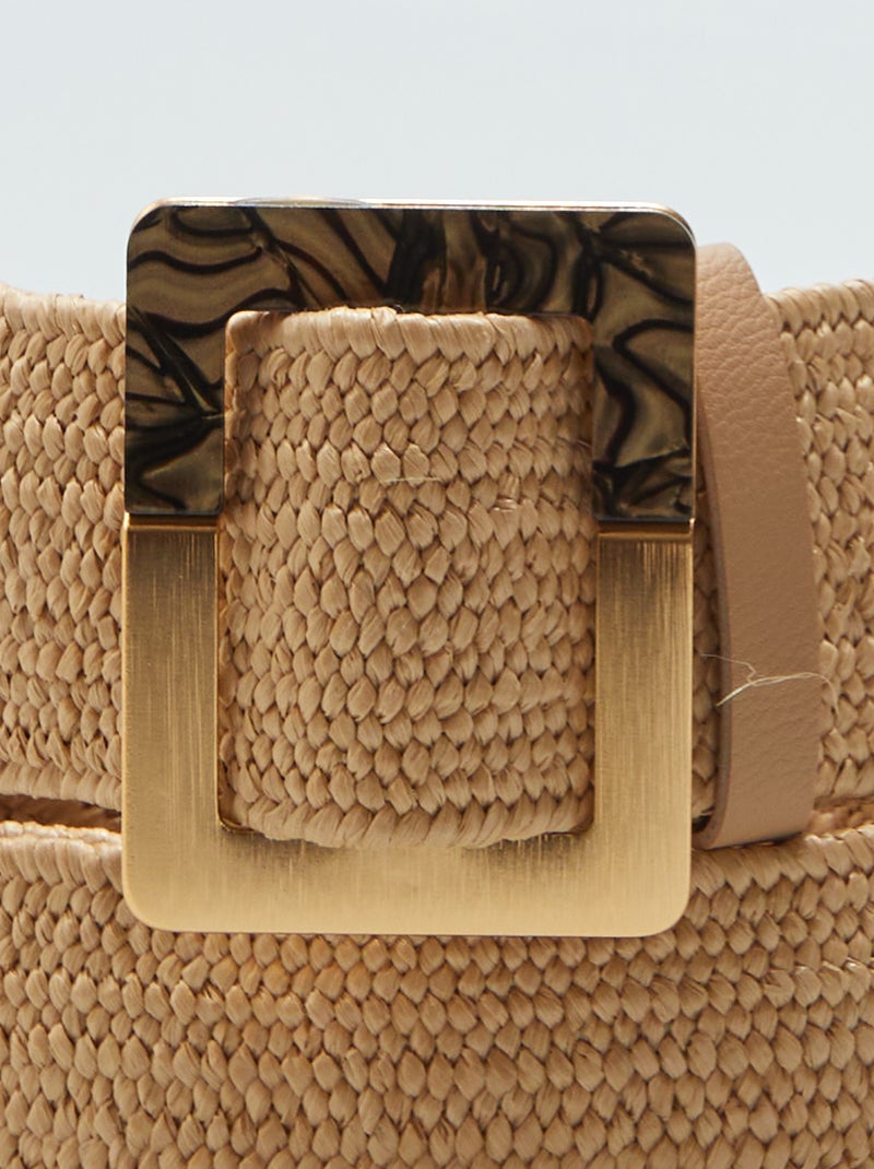 Ceinture Élastique Avec Crochet - Eco-cuir Blanc - Taille M/L - Occasion Très Bon État
