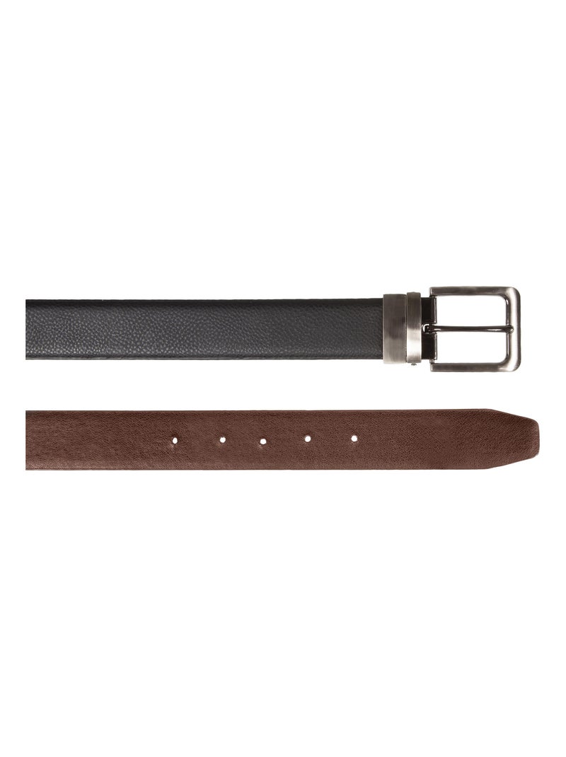 Cintura reversibile a grana grossa uomo Isotoner Nero Marrone Nero - Kiabi