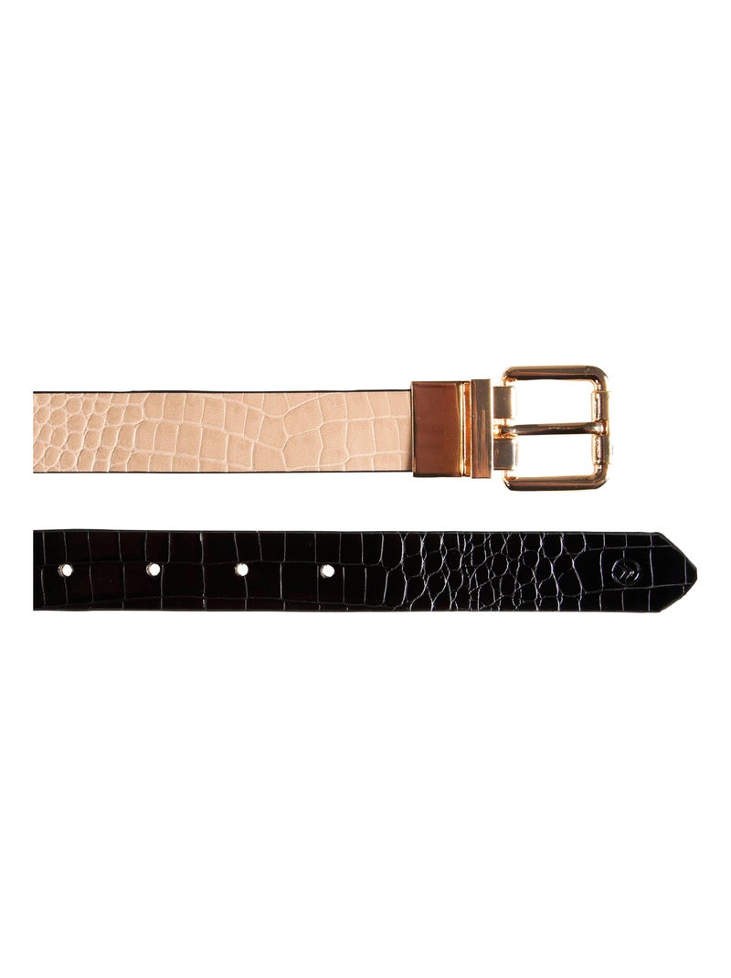 Cintura reversibile donna Isotoner Nero Beige - Kiabi