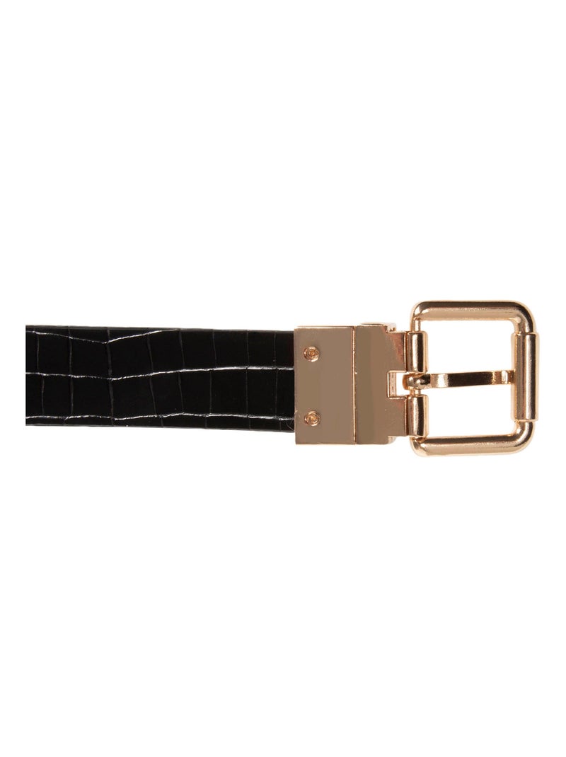Cintura reversibile donna Isotoner Nero Beige - Kiabi