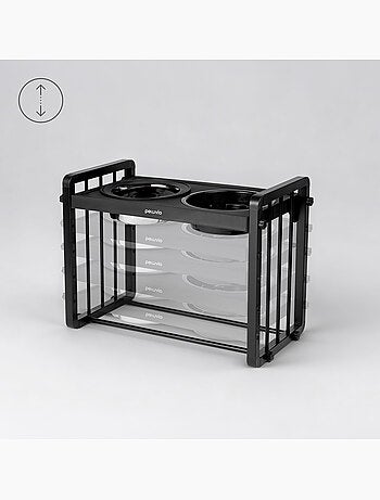 Ciotola rialzata per cani PELUVIO Levee - 2 ciotole - Altezza regolabile - Ciotola antisplash