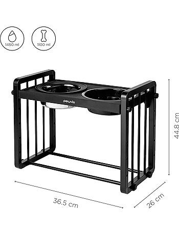 Ciotola rialzata per cani PELUVIO Levee - 2 ciotole - Altezza regolabile - Ciotola antisplash