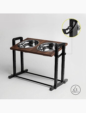 Ciotola rialzata per cani PELUVIO Levee - 2 ciotole - Altezza regolabile - Ciotola antisplash