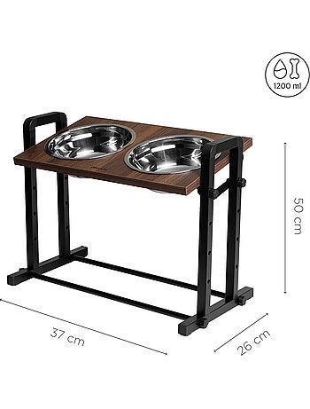 Ciotola rialzata per cani PELUVIO Levee - 2 ciotole - Altezza regolabile - Ciotola antisplash