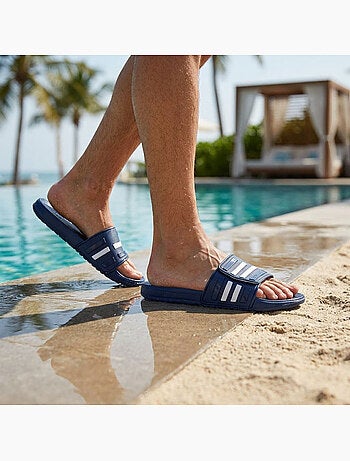 Claquette Uomo Piscina Regolabile Confezione 2 OZABI Nero Blu