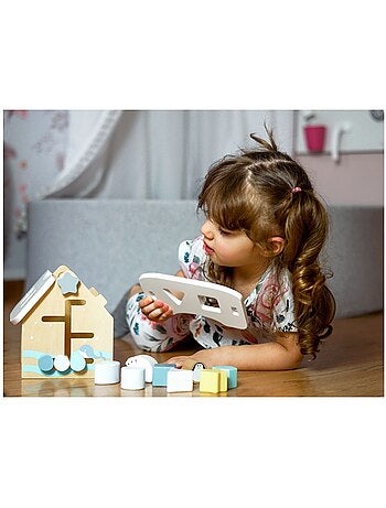 Classificatore forme geometriche casa legno 8 pezzi giocattolo educativo