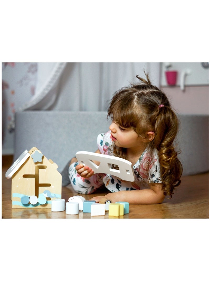 Classificatore forme geometriche casa legno 8 pezzi giocattolo educativo N/D - Kiabi
