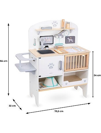 Clinica veterinaria in legno per bambini con accessori medici e animali, 3+ anni