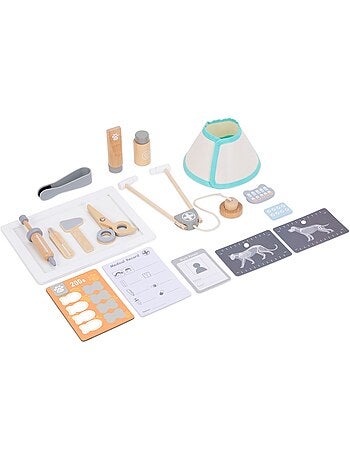 Clinica veterinaria in legno per bambini con accessori medici e animali, 3+ anni