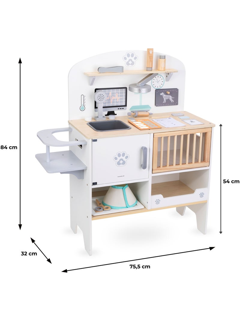 Clinica veterinaria in legno per bambini con accessori medici e animali, 3+ anni Bianco Beige - Kiabi
