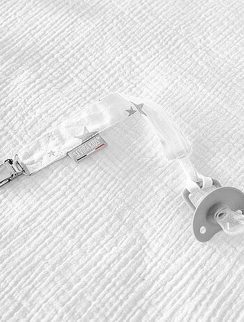 Clip ciuccio personalizzabile in cotone, stella | sevira kids | sevira kids