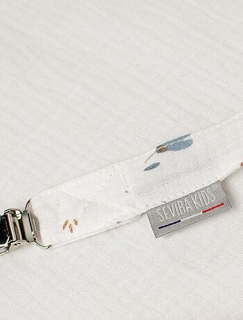 Clip ciuccio personalizzabile in garza di cotone, bleuet | sevira kids | sevira kids
