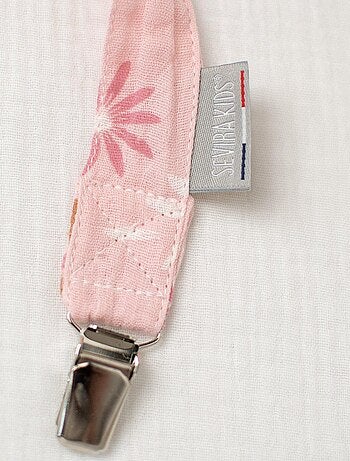 Clip ciuccio personalizzabile in garza di cotone, rosella | SEVIRA KIDS