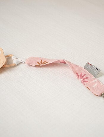 Clip ciuccio personalizzabile in garza di cotone, rosella | sevira kids | sevira kids