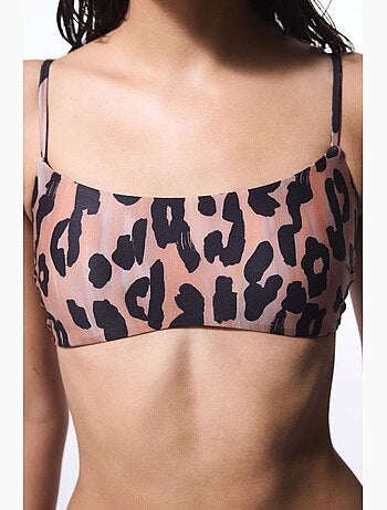 Clove top bikini con taglio minimal e stampa leopardata penti