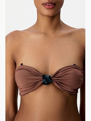 Clove top bikini senza spalline reversibile con stampa leopardata penti