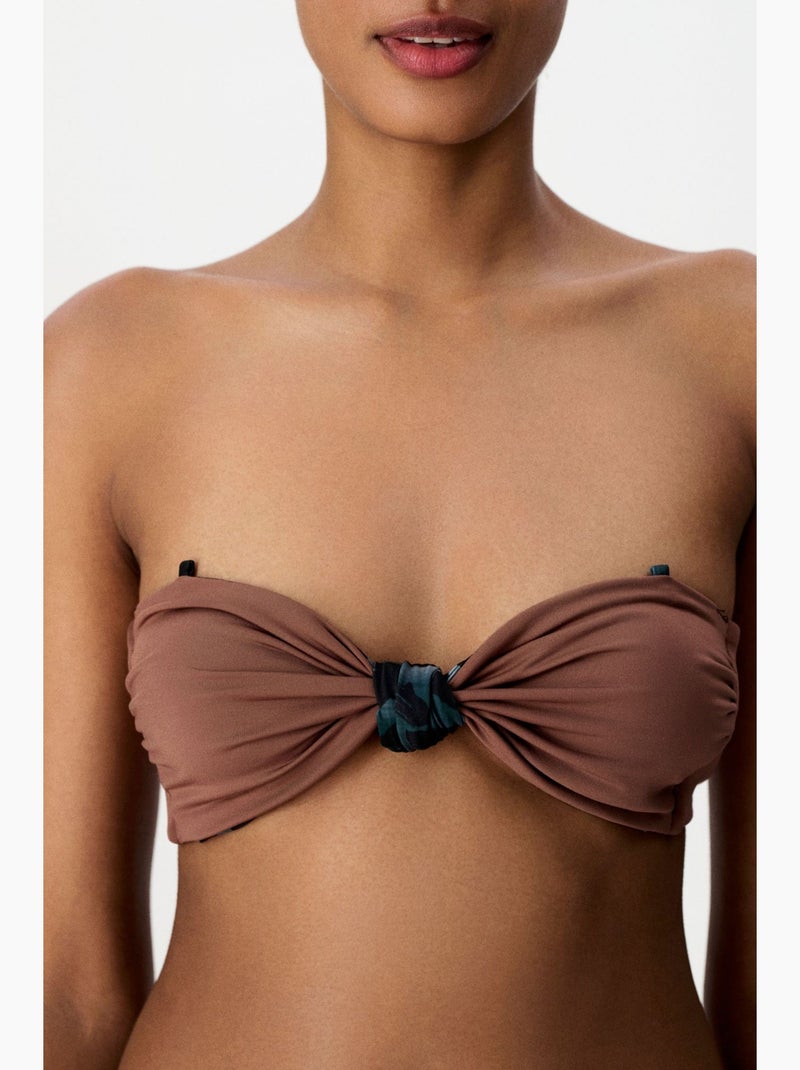 Clove top bikini senza spalline reversibile con stampa leopardata penti Marrone - Kiabi
