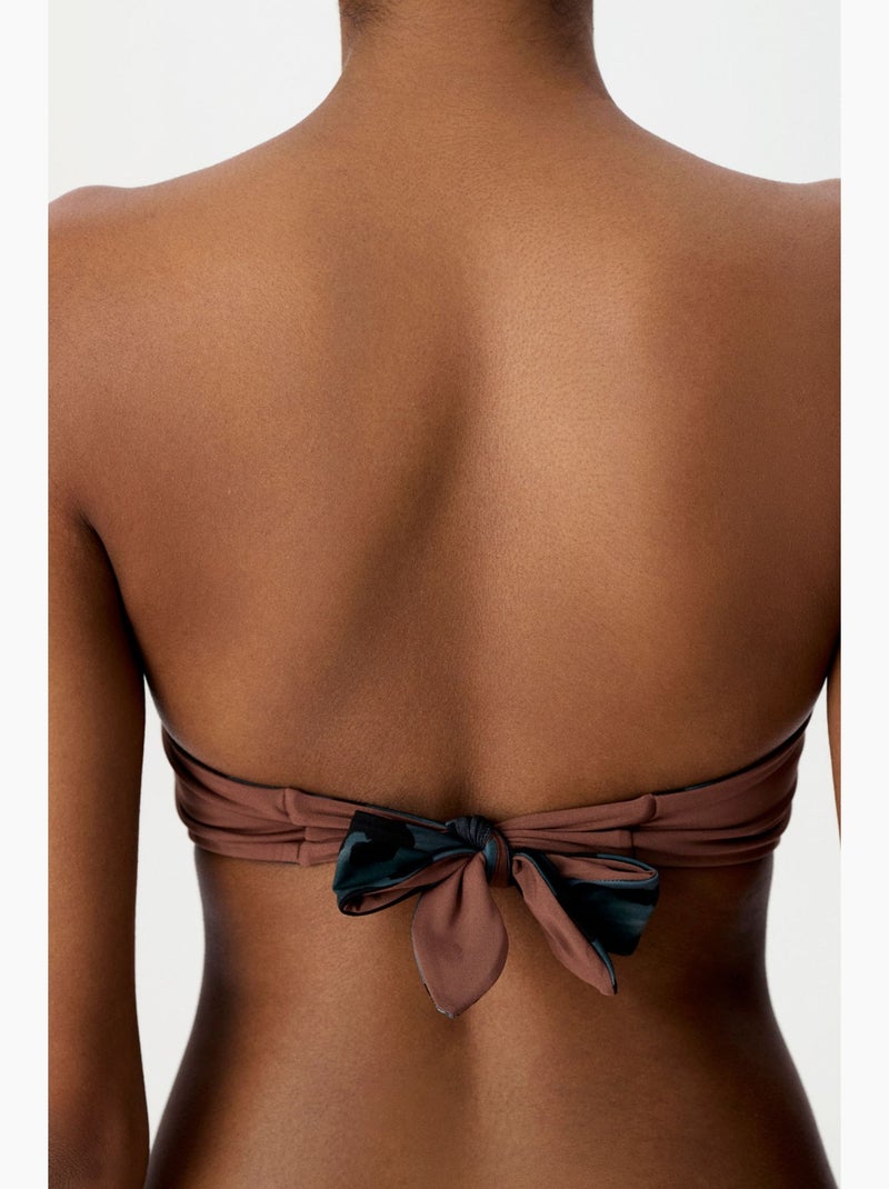 Clove top bikini senza spalline reversibile con stampa leopardata penti Marrone - Kiabi